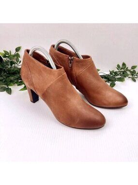 J.Crew tan leather heeled ankle booties 8.5